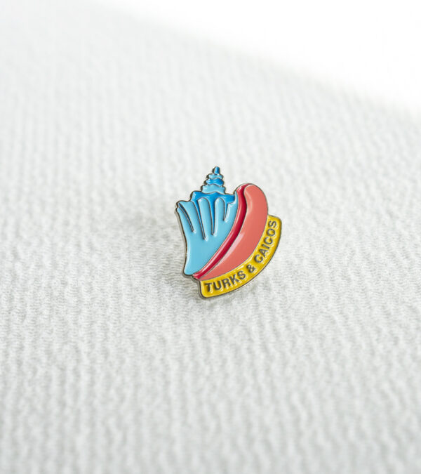 TCI blue conch shell enamel lapel pin