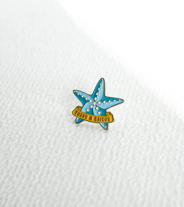 TCI blue starfish enamel lapel pin