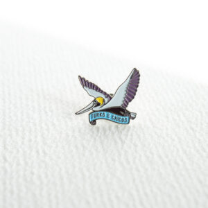 TCI brown pelican fly enamel lapel pin