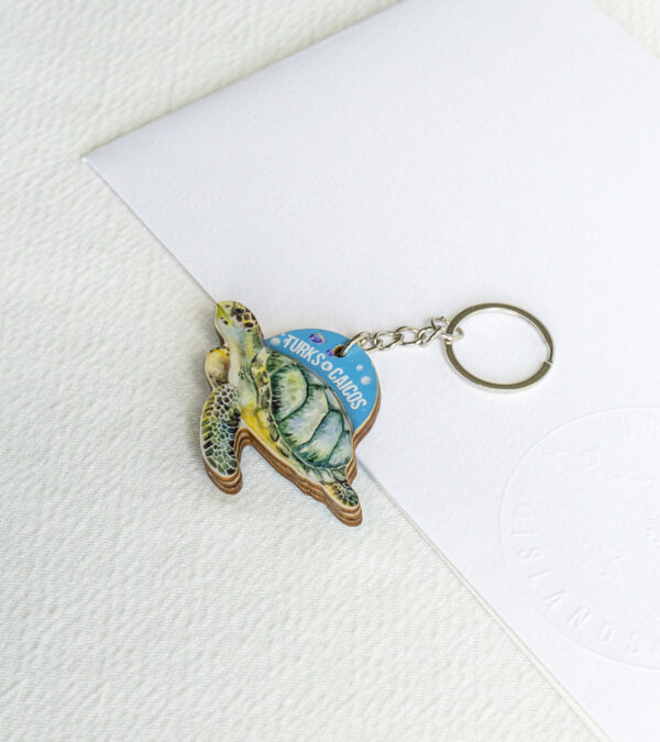 TCI turtle wooden keychain