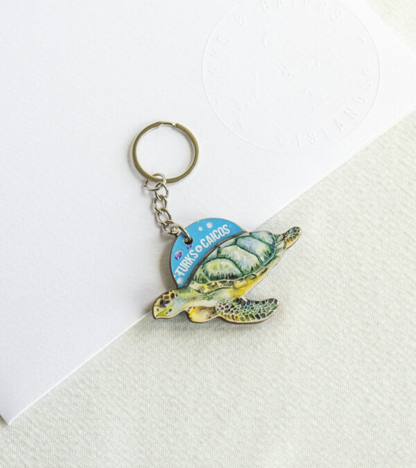 TCI turtle wooden keychain