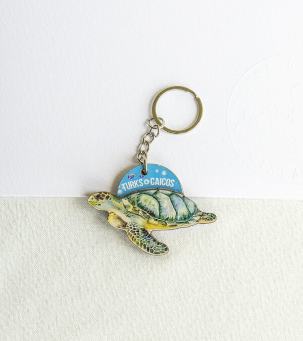 TCI turtle wooden keychain