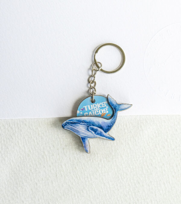 TCI whale wooden keychain