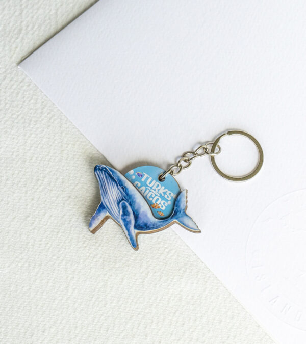 TCI whale wooden keychain