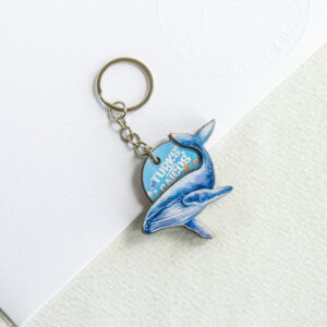 TCI whale wooden keychain