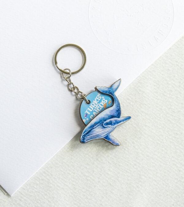 TCI whale wooden keychain