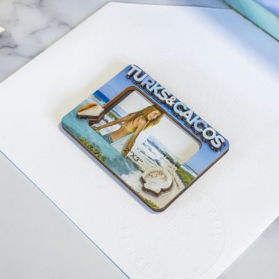 Turks & Caicos wooden 3D magnetic photo frame